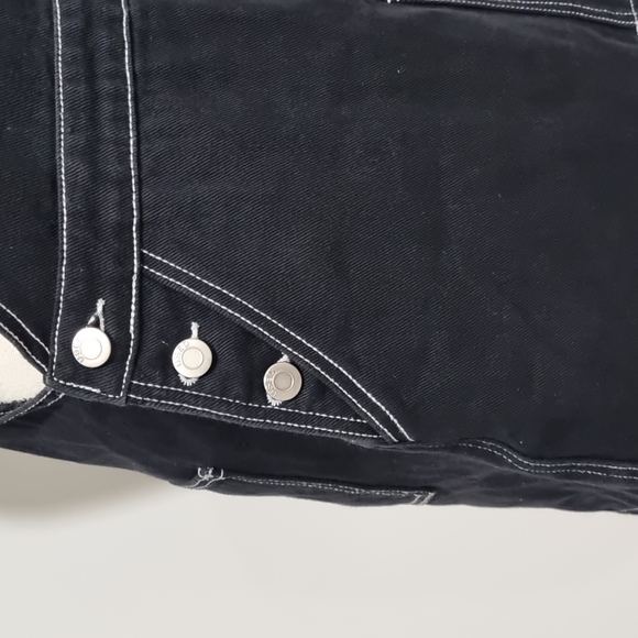 Used denim, black pinafore, size 14 with pockets, 90s style. - Picture 2 of 9